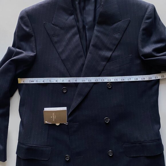 Ermenegildo Zegna (NWT) Men’s Dark Charcoal Pinstripe Wool Blazer Jacket Size L - Picture 7 of 11